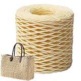 Raffia Garn Zum Häkeln, 150M Raffia Papierband Naturbast, Raffia Paper Schnur, Geschenkband Verpackung Papier Bindfäden Für, Strandtaschen, Hüte, di y Handwerk Weberei Dekoration