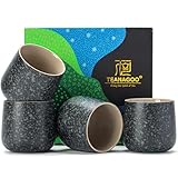 TEANAGOO Keramische japanische Teetasse, 7,2Oz / 205 ml, Charcoal Grey, H17, 4 Stück/Karton, Besetztes Japan Teetassen, Chinesische Teetasse, Asiatische Teetassen, Asiatische Teetassen ohne Henkel