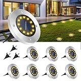 GREPRO Garten Solarleuchten für Außen 8 Stück, 12 LEDS Solar Bodenleuchten Aussen, IP65 Wasserdicht Solarleuchten für Außen für Rasen/Auffahrt/Gehweg/Patio/Garden Solarleuchte