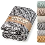 Tagesdecke Sofadecke - Warme Decke für Bett oder Sofa | Hochwertige und kuschelige Baumwolldecke, weich, warm und atmungsaktiv für das ganze Jahr | Ideal für Wohnzimmer (Dunkelgrau, 130x180 cm)