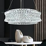 AOOCHOK Luxus Kristall Kronleuchter Modern Pendelleuchte Chrom, Klein Hängeleuchte Kristall Lampe, für Wohnzimmer, Esszimmer, Schlafzimmer, Restaurant, Φ50 cm