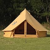WaldZimmer Glockenzelt aus Segeltuch, 4 m, Kurkuma mit Herdheber und abnehmbarem Boden mit Reißverschluss, Luxus-Outdoor-Glamping-Jurte, Baumwollzelt für Familie, LKW, Auto, Camping, Jagd, Party
