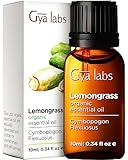 Gya Labs Ätherisches Bio-Zitronengrasöl für Diffuser – Bio-Zitronengrasöl für das Haar – Ätherisches Zitronengrasöl für die Haut – krautiger, erdiger und spritziger Duft (10 ml)