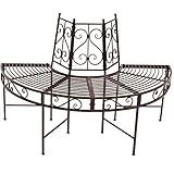 VARILANDO Baumbank-Halbkreis, Metall-Baumbank, Halbkreis-Baumbank, halbe Baumbank, Metalldekoration (Rpost-Optik)