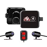 VSYSTO Motorrad DashCam, 130° Weitwinkel Doppellinse Vordere und hintere Motorrad Kamera 1080P, Wasserdicht Action Cam mit Starlight Nachtsicht, G-Sensor, WDR, WiFi, Maximal 256 GB
