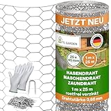 TTL GARDEN 1x25m Hasendraht 25x45mm Masche rostfrei verzinkt - 0,66mm Draht Stärke Rolle feinmaschig Drahtgitter Kaninchendraht Zaun Gitter Maschendrahtzaun 25m x 1m breit silber