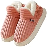 Donpapa Hausschuhe Damen Herren Winter Warme Plüsch Corduroy Geschlossen Pantoffeln Memory-Schaum Antirutsch Slippers Indoor Outdoor Rosa 270