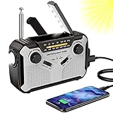 Solar Radio, AM/FM Tragbar Kurbelradio Dynamo Notfallradio...