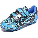 Mitudidi Kinder Fußballschuhe für Jungen Mädchen Blau Unisex Leicht rutschfest Soccer Trainingsschuhe für Kunstrasen 29