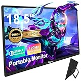 18,5-Zoll tragbarer Monitor, Laptop Monitor 120Hz Travel Gaming Monitor,300Nits HDR Plug & Play-Dual-Lautsprecher, externer Bildschirm für PC,Tablet,Mac,Sw-Itch,Xbox,PS3/4/5 Will (18,5-Zoll Schwarz)