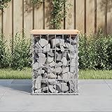 QUAHEAS Gartenbank aus Gabionen, Massivholz Kiefer, robuste Outdoor Sitzbank für den Garten und die Terrasse, stilvolle Außenbereich Möbel, kompakte Bank für kleine Bereiche