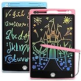 2 Pack LCD-Schreibtafel mit 8,5-Zoll-Bunter Bildschirm, Schreibtafel für Kinder, Doodle Pad mit Abschließbar Löschen-Taste, Lernspielzeug für Kleinkinder Jungen und Mädchen, Blau+Rosa