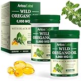 Oregano Öl Kapseln 6000mg, 2-in-1 Oreganoöl mit Schwarzkümmelöl, 120 Softgels Oil of Oregano, Natürlich & Glutenfrei (240 Softgels)