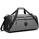 Groß Sporttasche Reisetasche mit Schuhfach Nassfach Rucksack wasserdichte Weekender Travel Gym Duffel Bag Handgepäck Tasche Trainingstasche Schwimmtasche Damen Herren Geschenk (Grau)