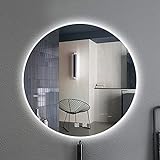 LED-Badezimmerspiegel, Antibeschlag-Wand-Kosmetikspiegel mit Smart-Touch-Taste, weißes Licht/warmes Licht, ideal für modernes Design in Badezimmer und Schlafzimmer, 50 cm/60 cm/70 cm/80 cm (weißes Li