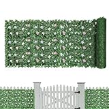Künstlicher Efeu Sichtschutzzaun - UV-beständig 1x3 Künstlicher Heckenzaun, Meter Künstliche Heckenwand Deko,UV-beständige Efeu-Dekoration Für Poolbereich Garten Terrasse Balkon