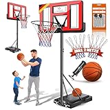 KESSER® Basketballkorb Outdoor mit Ständer & Rollen Inkl. 2x Netze, Basketball & Pumpe | Basketballanlage Höhenverstellbare Korbhöhe 230 bis 305 cm Basketballständer Korbanlage für Erwachsene & Kinder