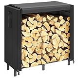 Lifewit Kaminholzregal Metall 122 x 58,5 x 122 cm, Brennholzregal Stahlrahme mit Wasserdichter, Abdeckung Stapelhilfe Holzunterstand Holzlager Holzstapelhilfe für Veranda Garten Terrasse Hof