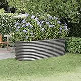FIRBNUS 224 x 80 x 68 cm, Blumenkasten für den Außenbereich, Pflanzkübel für Garten, Balkonkasten, Hochbett, Garten, grau, pulverbeschichteter Stahl