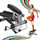 Niceday Mini Stepper für Zuhause | Up-Down Swing Stepper mit Power Ropes | Stepper Hometrainer mit LCD Display | 2 in 1 Trainingsgerät bis 100kg | Bein/Arm Trainer, Home Fitness Exercise