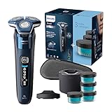 Philips Shaver Series 7000 – Elektrischer Nass- und Trockenrasierer für Herren mit ausklappbarem Trimmer, Reinigungsstation, 4 x Reinigungskartuschen, Ladestation & Reiseetui (Modell S7885/63)