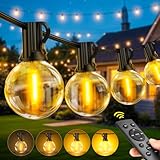LED Lichterkette Außen Outdoor Strom, 30M 46+2 G40 Glühbirnen mit Fernbedienung, Aussen Wetterfest Dimmbar Warmweiß Aussenlichterkette Retro Lights Birnen für Terrasse Hochzeiten Pavillon Garten Party