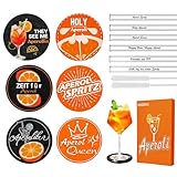 ZIENZENGYA 14 Stück Aperol Spritz Geschenk(6 Aperol Filzuntersetzer, 6 Stück 20cm Glasstrohhalme Aperol Spritz mit 2 Reinigungsbürste) Holy Aperoli Spritz Geschenkset für Freundin, Männer, Frauen