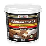 Isolbau Holzleim PRO-D3-5 kg Eimer Extra starker Holzkleber für alle Holzarten, für Innen & Außen, Wasserfest, Lösemittelfrei