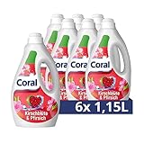 Coral Dufterlebnis Colorwaschmittel Kirschblüte & Pfirsich Flüssigwaschmittel für bunte Wäsche mit langanhaltendem Duft 6 x 1,15 L 23 WL