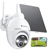 YESKANO 2K Überwachungskamera Aussen Akku Solar, Kabellos 2,4GHz WLAN Outdoor Kamera, 360° PTZ Kamera Überwachung Aussen, Farbnachtsicht, PIR-Erkennung, Zwei-Wege-Audio IP66 (weiß)