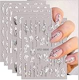 Nagelsticker Selbstklebend, 6 Blatt 5D Nail Art Sticker, Blumen Nagelaufkleber, 5D Stereoskopisch Nagelsticker Nagel Stickers Nageldesign Nagelfolie Selbstklebend Nagelfolien für DIY Nagel Dekoration