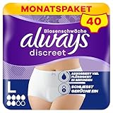 Always Discreet Inkontinenz-Höschen Normal Für Frauen, L, 40 Höschen, Verhindert Auslaufen Und Gerüche, Angenehm Und Kaum Spürbar