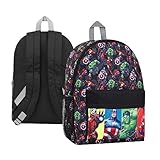 Marvel Rucksack, Schulrucksack für Jungen, Avengers Backpack für die Schule, gepolsterte Schultern Kinderrucksack mit Mesh-Seitentaschen, 39cm x 29cm, Schwarz Avengers