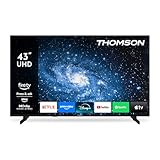 Thomson 43 Zoll (109 cm) UHD LED Smart TV mit Fire TV, Alexa Sprachsteuerung, AirPlay, Wi-Fi, Triple Tuner (Kabel/Satellit/Antenne), Bluetooth 5.0, HDMI, USB, AV IN, CI+, 43UF4S35