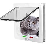 PIQIUQIU Katzenklappe Hundeklappe, Haustierklappe 4 Wege, Haustiertür Katzentür Haustiertür Installieren Leicht, Cat Flap Klappe für Katze, Kätzchen, kleinen Hund 19.8 x19 x 5.5 cm Weiß