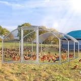 Eikuavons Hühnerstall, 3x6x2m Kuppel Dach Hühnerhaus Freilaufgehege, mit Schloss aus Verzinkter Stahl und Wasserdichtes PE-Farbtuch Tiergehege, Schnell zu reinigen