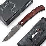 Böker Plus® Slack Damast - klassisches spanisches Taschenmesser - 110 Lagen Damaszener Navaja Messer - EDC Klapp-Messer mit Holz Griff in Geschenkbox