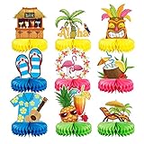 CHALA Hawaii Tischdekoration Bienenwaben Hawaii Party Deko Tiki Tischaufsätze Deko Hawaiianische Dekoration Luau 3D Partyzubehör Sommer Pool Party für Sommer Aloha Flamingo Deko Geburtstag Party