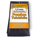 Hochwertige PVC Teichfolie 1,0mm Stärke I Fisch und Pflanzenfreundlich, UV- und witterungsbeständig I Schwimmteich Folie Gartenteich I Aquagart Garten- und Teichzubehör (3m lang, schwarz 2m breit)