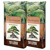 Green Home Bonsai Erde 36L – Hochwertige Bonsaierde für gesunde Wurzeln & optimale Drainage – Spezialmischung mit Perlit, Kokosfasern & Rindenhumus – Ideal für Indoor & Outdoor Bonsai