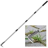 Unkrautstecher mit Langem Griff, Verstellbarem Fugenkratzer mit GeZackenklinge, Edelstahl Unkraut Entferner Gerät zur Unkraut und Moosentfernung in Pflasterfugen, auf Gehwegen, Terrassen und im Garten