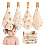 Caiery 8pcs Baby Musselin Waschlappen, Baby Badetücher/Weiche Neugeborene Baby Gesichtstücher, Mehrzweck-natürliche Baumwolle Baby Wipes 30cm*30cm