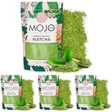 MOJO TEA Matcha Tee Pulver 50g – Traditionelles Matcha Pulver für Teezeremonie, Latte & Smoothies (Packung mit 4)