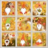 95 Stück Fensterbilder Herbst, 8 Blatt Thanksgiving Fenster Aufkleber, Thanksgiving Herbstdeko Fenster, Ahornblatt Zwerg Herbst Fensterbilder, für Zuhause, Klassenzimmer, Buchhandlung