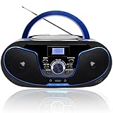 Tragbar CD Player Boombox Bluetooth - mit UKW Radio, USB Eingang & AUX & Kopfhörern Ports, 2 x 2 Watt RMS Stereoanlage (Keine Fernbedienung)