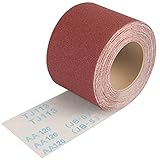 Shineboc Schleifpapier Rolle Körnung 120, 93 mm x 10 m verschleißfest Brauner Korund Nassschleifen Schmirgelleinenrolle mit Textilbasis, Schleifpapier für Handschleifer zum Holz Metall Stahl Edelstahl