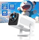 Mini Beamer 4K Unterstützung, 【Auto Keystone】 Full HD 1080P Beamer Heimkino, TOPTRO Projektor Klein Tragbarer LED Video Projektor 22000 Lumens mit 270°drehbar, WiFi6, Bluetooth, Zoom