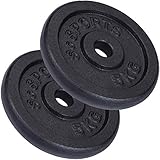 ScSPORTS® Hantelscheiben - Einzeln/Set, Ø 30/31 mm, Gusseisen, Gewichtswahl - Gewichtsscheiben, Set, Hantelgewichte, Fitness Scheiben, Gussscheiben, Gewichte, Hantel (10 kg (2 x 5 kg))