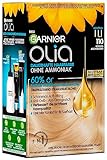 Garnier Olia 110 Kühles Aschblond Dauerhafte Haarfarbe ohne Ammoniak mit pflegenden, natürlichen Ölen, Vollständige Grauhaarabdeckung, Permanente Coloration, 1 Stück