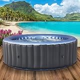 BRAST Whirlpool aufblasbar MSpa Bergen für 4-8 Personen | viele Größen Ø180-224cm | In- Outdoor Pool | Ganzjähriger Einsatz | bis zu 144 Massagedüsen | Stromsparend inkl. Energiespar-Timer | Bergen 4
